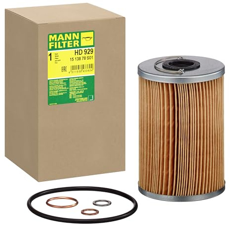 Mann Filter H 929 x Cartridge Oil Filter Replacement with Oil Drain Plug Gasket Compatible With Mercedes-Benz (USA) 200CE (1978-1979), 280E (1977-1978), 280SE (1977-1978), 380SE (1984-1985)