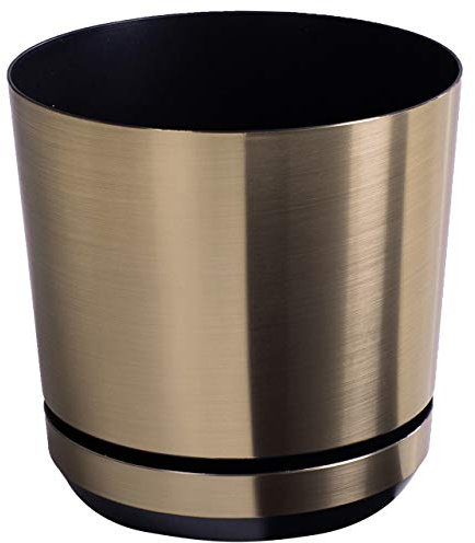 KERD Blumentopf 14 cm, Stahl (022), dekorativ, hochwertig, aus recyceltem Material, mit Drainagesystem, mit Untersetzer, handbeklebt, Rohe Eleganz, modern, industrielles Interieur, Minimalismus, Loft