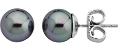 Majorica Lyra | Ohrringe aus Echten Perlen aus Sterlingsilber für Damen aus der Eternal Schmuckkollektion | Kleine Ohrstecker mit Runder Grauer Perle von 8 mm