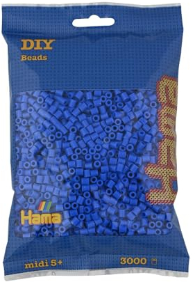 Hama Perlen 201-09 Bügelperlen Beutel mit ca. 3.000 bunten Midi Bastelperlen mit Durchmesser 5 mm in Hellblau, kreativer Bastelspaß für Kinder ab 5 Jahren, light blue