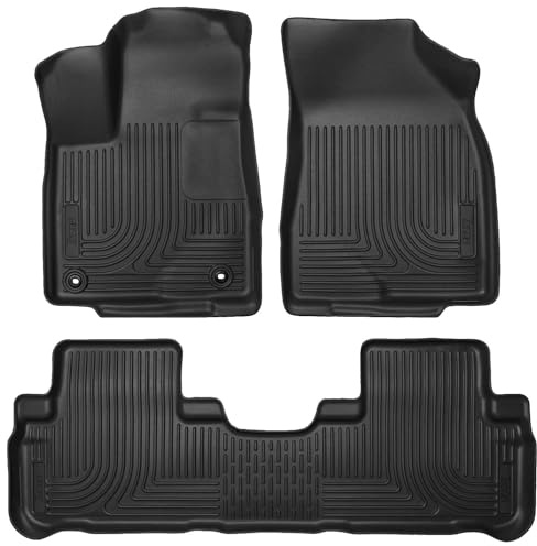 Husky Liners Weatherbeater Floor Mats | Fits 2014-2019 Toyota Highlander (Excludes Hybrid) | Front & 2nd Row, 3-pc Black - 99601