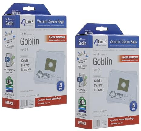 First4Spares High Filtration, Extra Capacity, Microfibre Bags Compatible With Goblin, Morphy Richards, Topo Vacuum Cleaners Pack Of 10