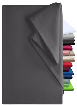 npluseins Bettlaken - Leintuch ohne Gummizug - Tuch ist ideal für Terrasse Reisen Camping und Tischtuch - Wohnmobil Laken - Betttuch ohne Gummizug - 100% Baumwolle, ca. 240 x 275 cm, anthrazit