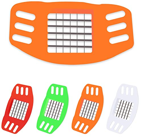 AEX Chip Cutter, Garden Shredder & Potato Chipper: Stainless Steel French Fries Cutter, Veggie Slicer &Boil Egg Chopper for Healthy Nut Fruits [Orange]