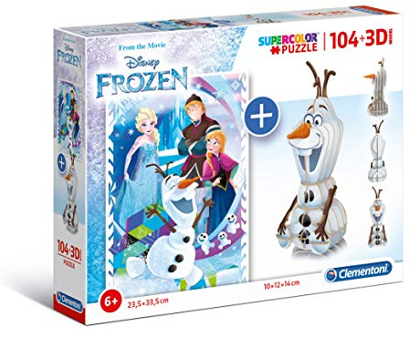 Clementoni - 20159 - Puzzle 104 + 3D Modell - Frozen - 104 Teile