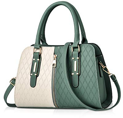 NICOLE & DORIS Schultertasche Damen Mode PU Leder Schick Shopper Handtasche Umhängetasche Tote Handtaschen mit Quasten Grün