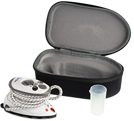The Quilted Bear Mini Iron - Lightweight Mini Travel Iron with Steam Function, Ceramic Sole Base Plate & Temperature Gauge for Quilting, Craft & Travel (Black Case)