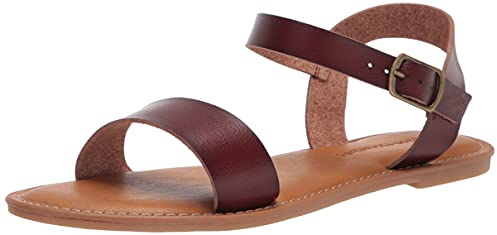 Amazon Essentials Sandali con Fibbia e Due Cinturini Donna, Marrone, 43 EU Larga