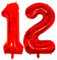 DIWULI Luftballon 12 Geburtstag XXL Rot - Zahl 12 Ballon