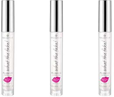 essence what the fake! PLUMPING LIP FILLER, Lipgloss, Nr. 01, Transparent, feuchtigkeitsspendend, glättend, vegan, ohne Alkohol, ohne Parabene, 3er Pack (3x4.2ml)