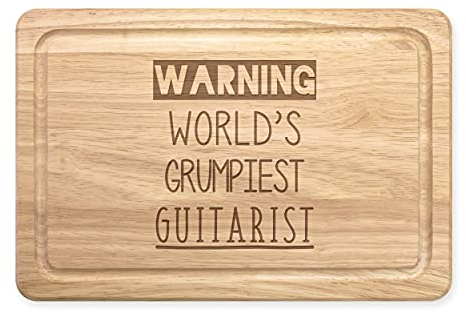 Avertissement World's le Plus Grincheux Guitariste Rectangulaire Planche à Découper en Bois