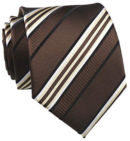 Rosiika Moderne Herren-Krawatte, gestreift, kariert, gemustert, formelle Krawatte, College, Alltag, gewebte Hochzeitskrawatte, braun, Einheitsgröße