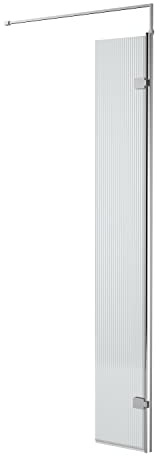 Hudson Reed WRFL19530H Fluted Modern Bathroom Fluted 8mm Toughened Safety Glass Hinged Return Screen, 1950mm x 300mm, Chrome