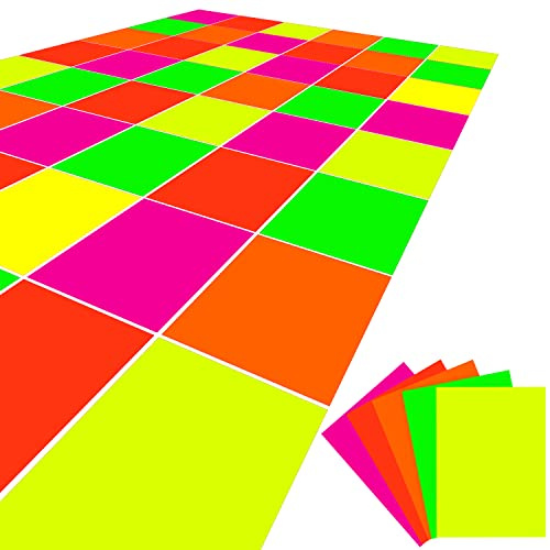 Neon-Papier für leuchtende Party-Dekorationen, UV-Schwarzlicht-Karton, DIY-Zubehör in 5 Farben, fluoreszierendes Tanzboden-Dekor für Geburtstag, Hochzeit, Party, Gastgeschenke, 40 Blatt