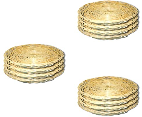 Potadak 12 Pcs Bamboo Paper Plate Holder - 10 Inch Round Woven Plate Holder, Reusable Paper Plate Holders for Picnic