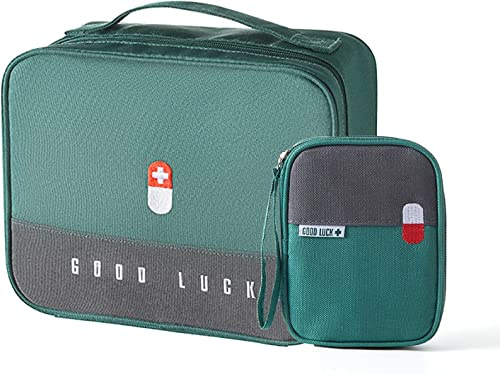 Trousse de Premiers Secours, 2 Pcs Portable Boîte Médicale Boîte, Sac de Rangement de Médicaments, Trousse de Secours Vide pour Situations Durgence à Maison Bureau Voyage (Vert)