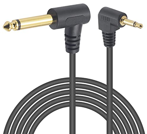 Duttek Cavo Mono da 6,35 mm a 3,5 mm, Adattatore Angolare 90°, per Cuffie, Basso Elettrico, Tastiera, Audio Professionale, 1,8M