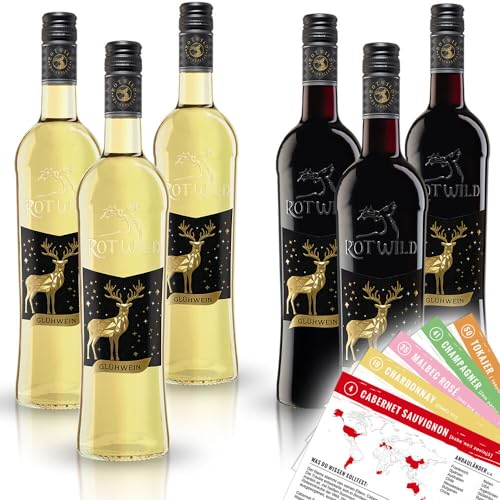 Rotwild Glühwein Probierpaket, gemischtes Weinpaket + VINOX Winecards (6x0,75l)