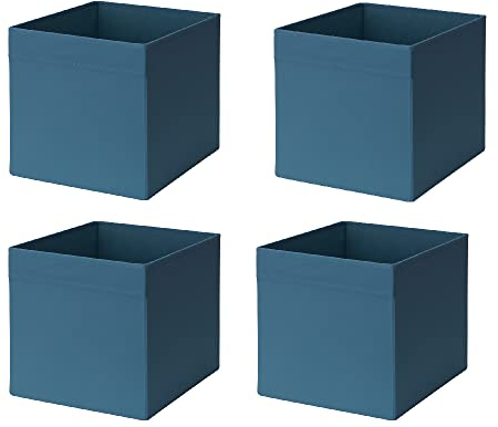 4X Drona Storage Box With Side Handles Cloth Books Home Organizer Velvety Fabric Basket Bin Dark Blue 33x38x33 cm + Free Fordables Shoe Bag