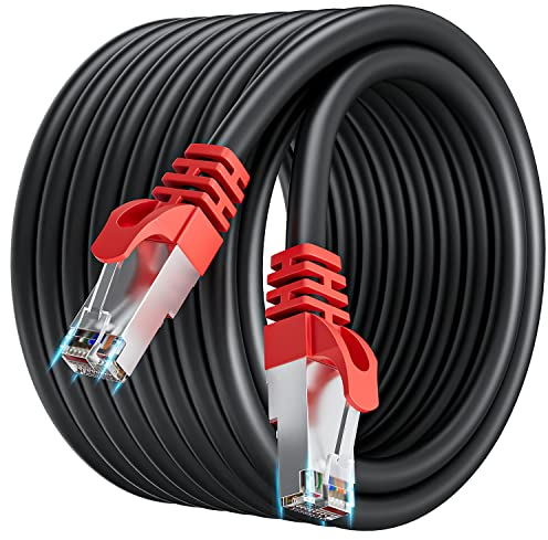 Cable Ethernet 10 Metros, Cable Lan 10m Cat 7 Cable de Red Alta Velocidad Cable RJ45 Exterior Interior Negro Blindado - 10Gbps Cable Wifi 10 Metros Largo SFTP Gigabit Cable Internet para Switch Modem