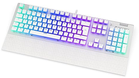 ENDORFY Omnis DE Kailh Red Onyx White Pudding, mechanische Switches Kailh Red, verstellbare magnetfüße, Mechanische Fullsize-Tastatur, Deutsches Layout QWERTZ | EY5D033