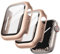 JETech Hülle mit Displayschutz Kompatibel mit Apple Watch Series 9 8 7 45 mm, Gesamt Schutzhülle, Eingebaut Gehärtetes Glas Schutzfolie Hoch Empfindlichkeit, 2 Stück (Roségold)