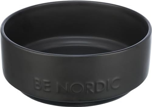 TRIXIE BE Nordic 24524 Gamelle Moderne en céramique pour Grands Chiens de 18 cm de diamètre avec revêtement en Caoutchouc antidérapant Noir 1200 ML