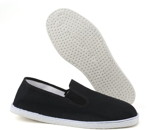 Martial Art Cloth Shoes Kung Fu Tai Chi Cotton Sole Canvas Shoes Black (Black, Adult, Men, 10, Numeric, US Footwear Size System, Medium)