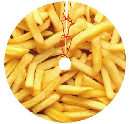Pommes-Frites-Weihnachtsbaumrock, 76,2 cm, Weihnachtsbaumschmuck, Weihnachtsdekoration für den Außenbereich, Innen-Weihnachtsdekoration für Baum, Herbst, Baumrock für Heimdekorationen