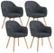 WOLTU Esszimmerstühle 4er Set, Stuhl Esszimmer Esstisch, Küchenstuhl Armlehnstuhl Polsterstuhl, Sessel Wohnzimmer Modern, mit Armlehnen, aus Cord, Massivholzbeine, Dunkelgrau, EZS26dgr-4