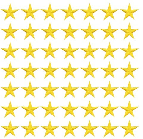 FSSTUD 50 Pcs Star Iron on Patches Small Embroidered Appliques Clothing Repair Patches DIY Sewing Appliques Backpacks Jackets Decorative Patches for Bag Pants Yellow