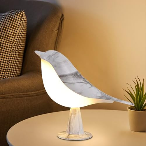 Danolt Vogel Nachttischlampe Ohne Kabel, Nachttischlampe Touch Dimmbar, Kabellose Lampe mit 3 Farbtemperaturen, Kleine Tischlampe, Nachtlicht Kinder