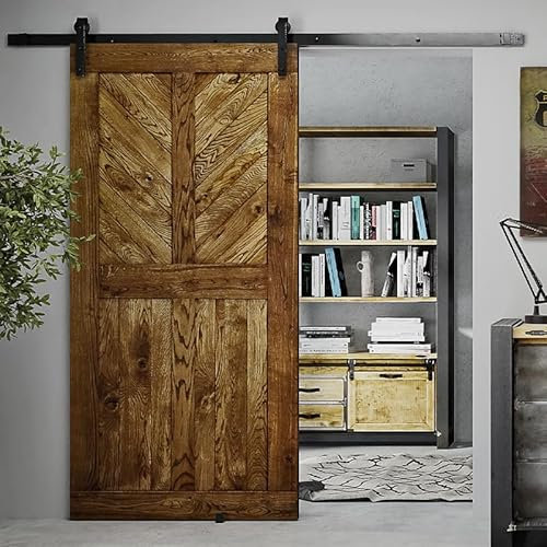 SEART Schiebetür Holz Eiche Szewron (Öl Braun) Fischgrätenmuster, für das Schlafzimmer, Büro 100x210cm