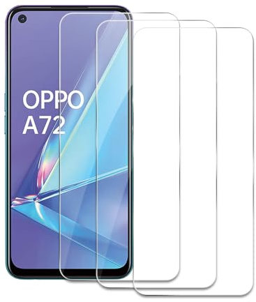 3 Stück Panzer Schutz Glas für OPPO A72, 9H Härte Glas Folie Displayschutz, HD Klar, Anti-Kratz, Anti-Bläschen Panzerfolie Schutzfolie Bläschenfrei Displayschutzfolie