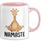 Giraffe Tasse Giraffenkopf Gesicht Tier Afrika Zoo Geschenk Namaste Yoga (Rosa)