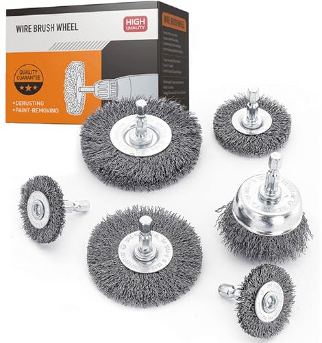 Cepillos de Alambre para Taladro, Cepillo Metalico con Barra Hexagonal, Cepillo Metalico Limpieza, 6PCS Wire Brush Set Cepillos Metálicos para Madera y Metal Cepillo Abrasivo para Taladro