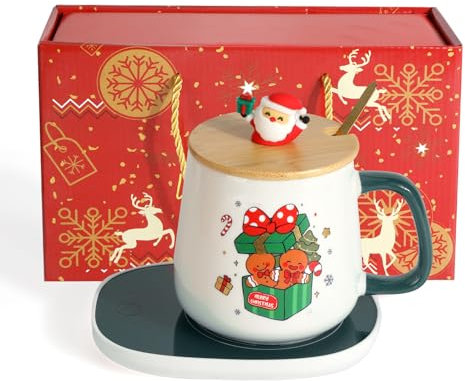 Christmas Coffee Mug,Novelty Mugs with Heated Coffee Mug Set Warmer for Desk, Hot Chocolate Gift Set for Adults, Mug Gift Set, Christmas Crockery(Gift)