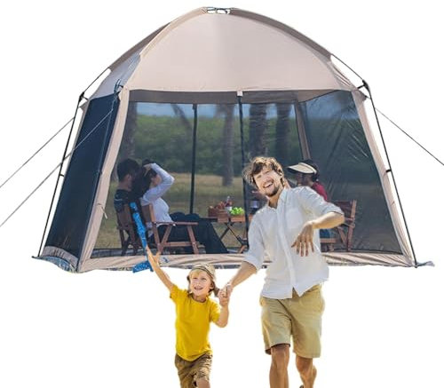 Outdoor Camping Tent Canopy,Pop-up Screen Room Tent with Mesh Side Walls | Pop-up Screen Room Accommodates 6-8 People for Sunscreen, Picnic, Fishing, Pergola