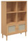 HETFTJN Bücherschrank Cd Regal Apothekerschrank Küche Küchenregal Schmal - Bücherschrank SENJA Rattan-Look Braun 90x35x130 cm Kiefernholz für Wohnzimmer Büro Esszimmer Schlafzimmer