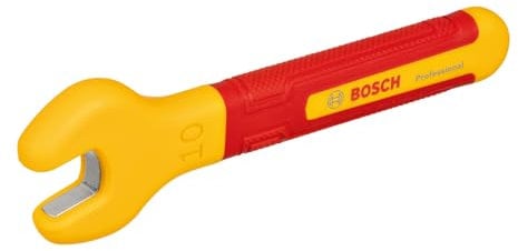 Bosch Professional clé plate VDE de 10 mm (fourche inclinée à 15°, certifiée jusqu'à 1 000 V, isolée avec un élastomère thermoplastique (TPE))