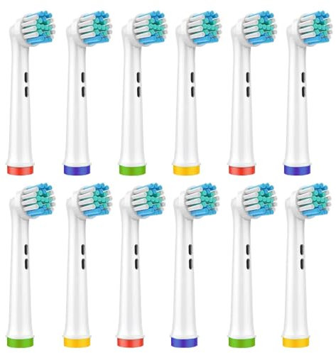 Cosity 12 Stück Aufsteckbürsten kompatibel mit OralB und Braun Elektrische Zahnbürsten Pro, Vitality, Genius, Professional Care, Smart, Triumph, Trizone, AdvancePower Series, Weiß
