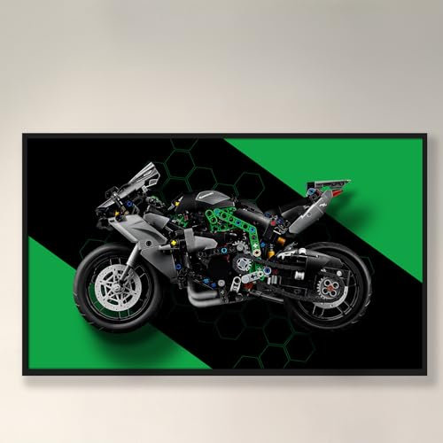 icuanuty Panel de pared para moto Lego Technic Kawasaki Ninja H2R 42170, pintura decorativa para adultos, placa de pared para coche Lego, tamaño: 50 x 30 cm