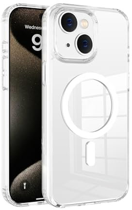 FANNTAKO for iPhone 15 Case Clear,Compatible with MagSafe,Shockproof Protective Thin iPhone Case,Magnetic Phone Case for iPhone 15,Anti-Scratch Slim Bumper Cover