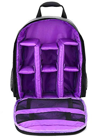 Ejoyous DSLR Camera Bag, Camera Backpack Water-Proof Shockproof Camping Bag Small Travel Rucksack Camera Bag Camera Backpacks for Photographers DSLR Backpack for DSLR (Purple)