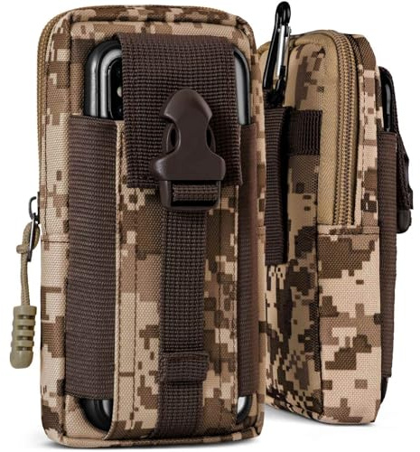 ONEFLOW Survival Case für Samsung Galaxy A36 5G Handy Gürteltasche aus Nylon mit Karabiner, Taktische EDC Tasche mit Gürtel Halterung, Etui Handyhülle Outdoor Handytasche, Camo Braun