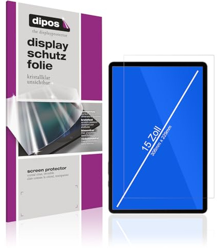 dipos 2x Displayschutzfolie klar für Universalgröße 15 Zoll (306 x 229 mm) | Passt perfekt, Ultra-Dünn, kratzfest, blasenfrei, Case-Friendly, hüllenfreundlich, Fingerprint-kompatibel, selbstklebend