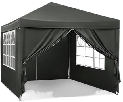 QIUYMGFG Garage carport Auvent Pliable 3 x 3 m, Tente de Jardin, Camping, imperméable, Protection UV, avec Sac de Transport, Pare-Soleil Abris de Voiture(Gray)