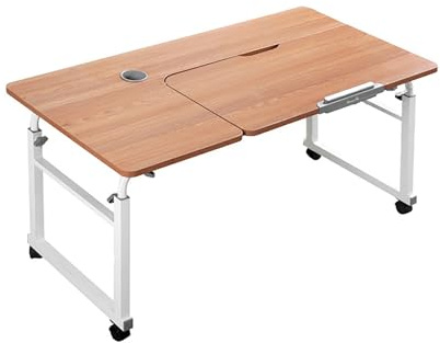 Höhenverstellbarer Überbetttisch mit Rollen, mobiler Schreibtisch für Krankenhaus, Liege oder Stuhl, ideal für Laptops und Mahlzeiten