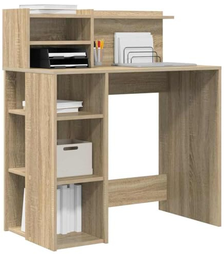 vidaXL Schreibtisch mit Stauraum Sonoma Eiche 90X48X101,5 cm Spanplatte Moderner Design Kompakte Büromöbel Arbeits- oder Studienplatz Mit Regalen Indoor-Arbeiten für Erwachsene