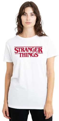 Stranger Things Women's Main Logo Ladies T Shirt, White